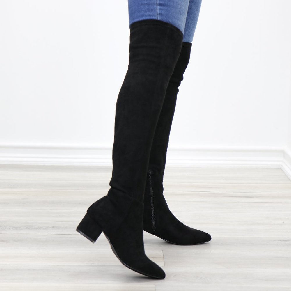 *Restock Over The Knee Black Boots Faux Suede - Picture 8 of 16